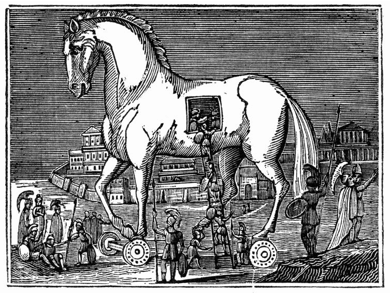 horse with people inside